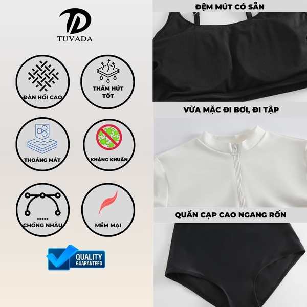 Set đồ bơi nữ kèm áo khoác ngoài kín đáo cao cấp Tuvada - B3M144