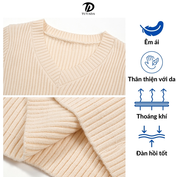 Váy body dáng ngắn dài tay cổ V Tuvada - VLCV89