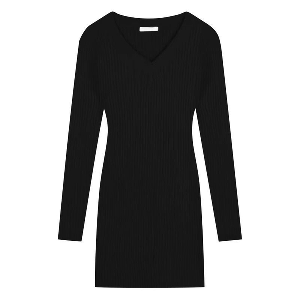 Váy body dáng ngắn dài tay cổ V Tuvada - VLCV89