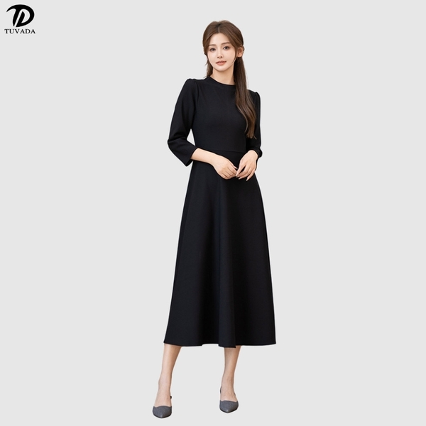 Váy dài dáng xòe tay lửng basic Tuvada - VTL139