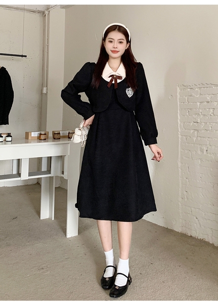 Váy dài tay cổ sơ mi tiểu thư nhẹ nhàng Tuvada - VNV170