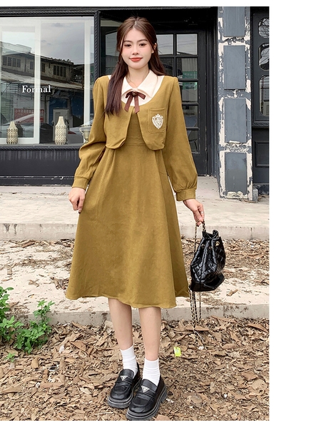 Váy dài tay cổ sơ mi tiểu thư nhẹ nhàng Tuvada - VNV170