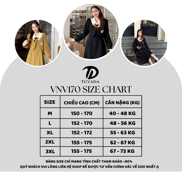 Váy dài tay cổ sơ mi tiểu thư nhẹ nhàng Tuvada - VNV170