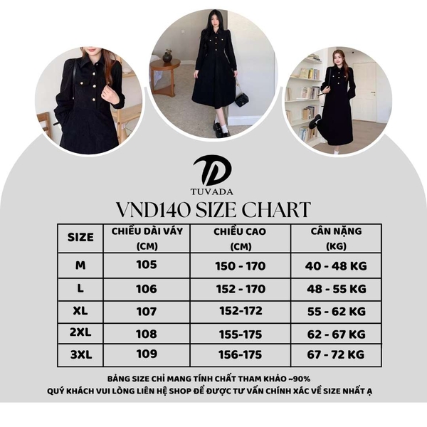 Váy dài tay dáng dài mua đông cổ polo nhung tăm bigsize Tuvada - VND140