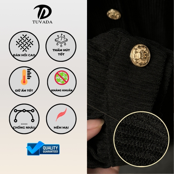 Váy dài tay dáng dài mua đông cổ polo nhung tăm bigsize Tuvada - VND140