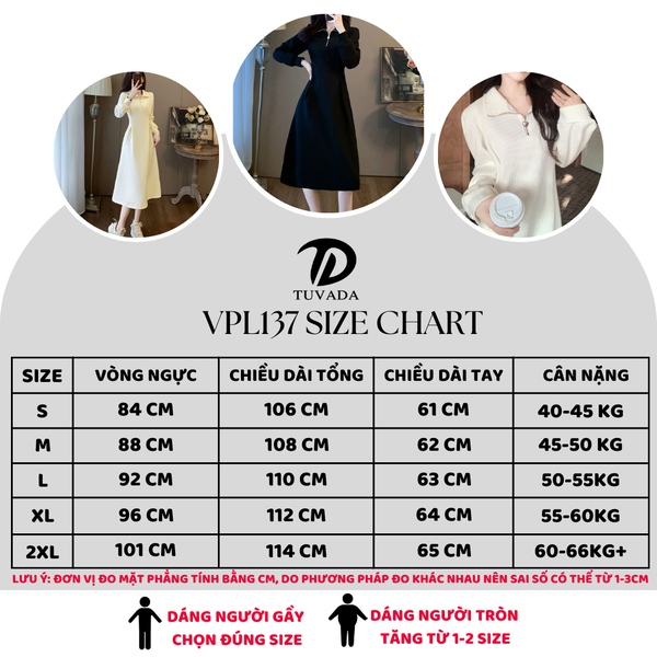 Váy dài tay polo phối zip basic Tuvada - VPL137
