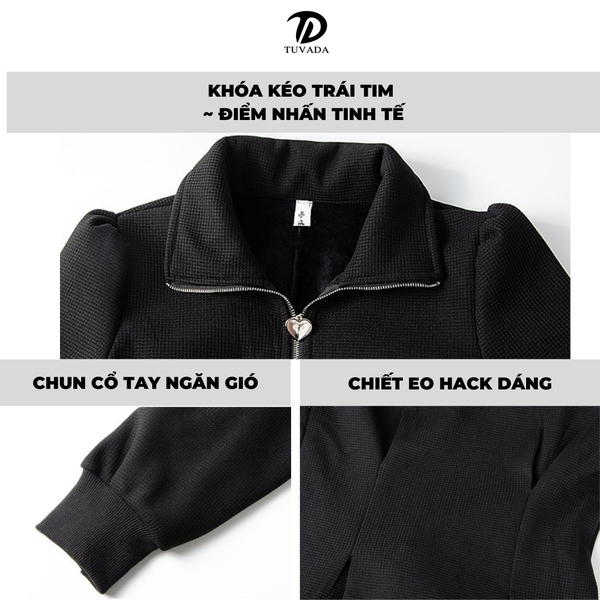 Váy dài tay polo phối zip basic Tuvada - VPL137