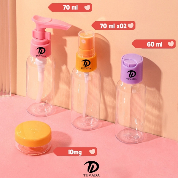 Bộ chiết mỹ phẩm 5 món du lịch Sao Ocean gồm lọ chai nhựa 70ml hũ 10mg tiện lợi- LCN108