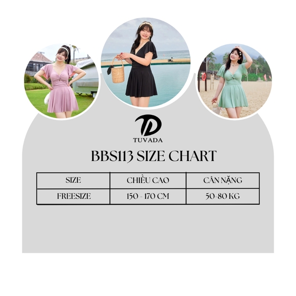 Bikini đi biển bigsize Tuvada, đồ bơi nữ 1 mảnh co giãn tốt, che bụng có đệm mút - BBS113