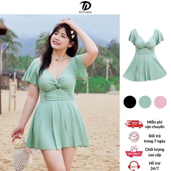 Bikini đi biển bigsize Tuvada, đồ bơi nữ 1 mảnh co giãn tốt, che bụng có đệm mút - BBS113