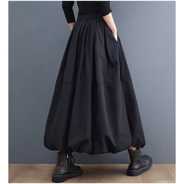 Chân váy dài dáng phồng có bigsize Tuvada, chân vây đen dáng bí bồng bềnh xòe - CVB129