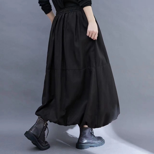 Chân váy dài dáng phồng có bigsize Tuvada, chân vây đen dáng bí bồng bềnh xòe - CVB129