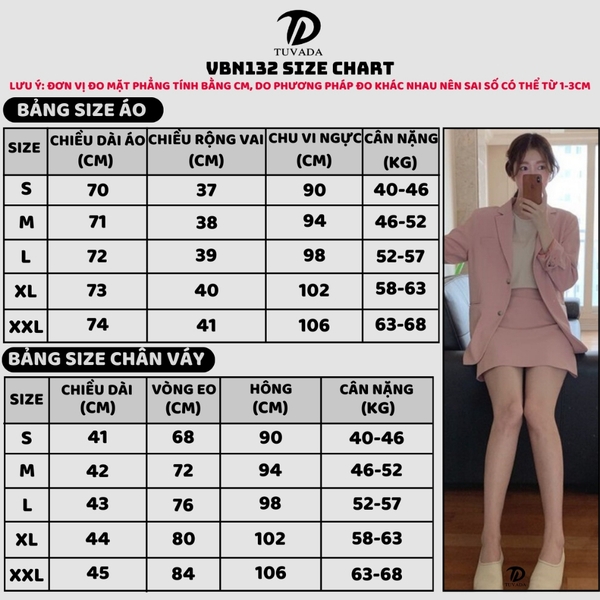 Áo blazer nữ phối chân váy ngắn Tuvada, set vest nữ basic, set áo blazer chân váy - SVN132