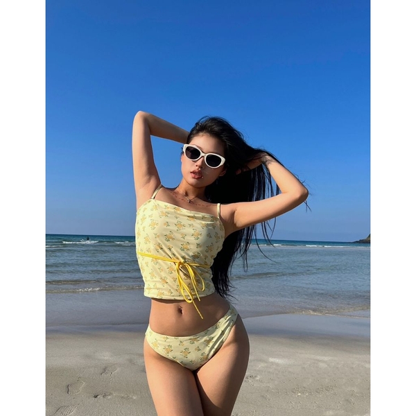 Bikini đi biển cao cấp Sao Ocean, đồ bơi nữ họa tiết hoa 2025 - BHV25