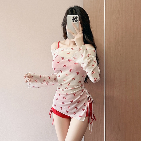 Set đồ bơi nữ họa tiết Tuvada xinh xắn, bikini 2 mảnh kèm áo choàng, bộ đồ đi biển cao cấp - BND36