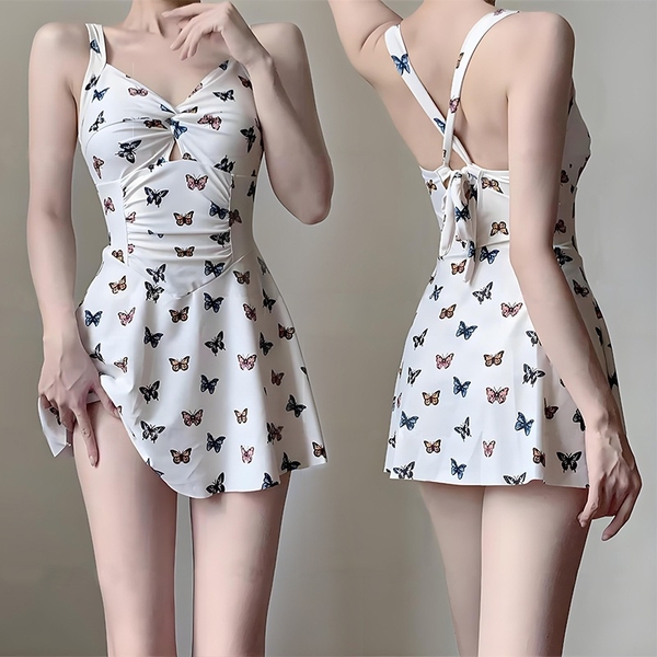 Bikini 1 mảnh họa tiết bướm Tuvada, đồ bơi nữ buộc dây, áo tắm đi biển cao cấp - BVB86