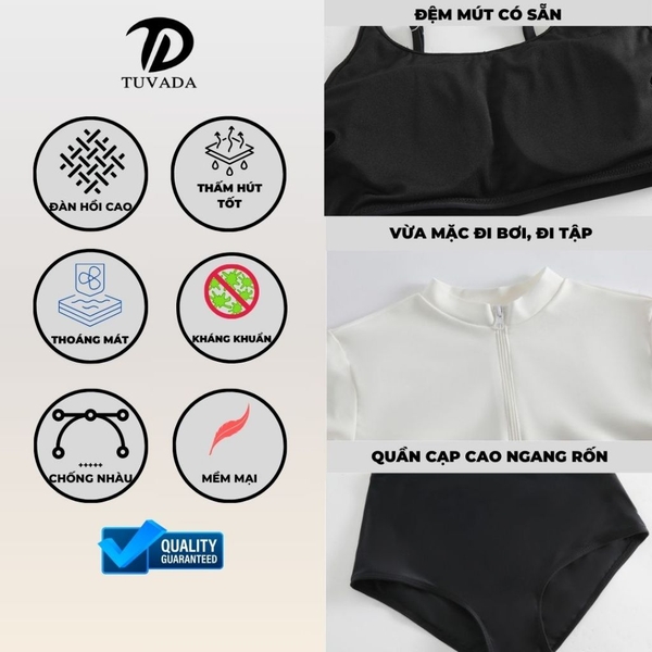Set đồ bơi Tuvada, bikini 2 mảnh tặng áo khoác ngoài bikini tay dài, đồ đi biển chống nắng - B3M144