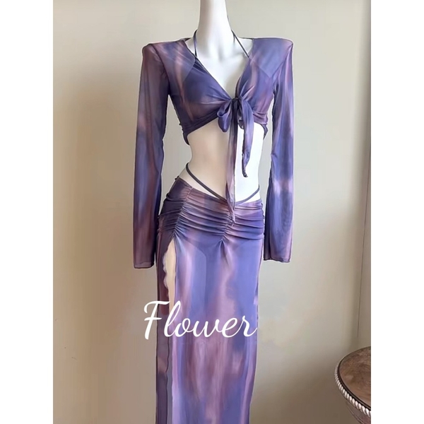 Bikini 4 mảnh đi biển Tuvada, đồ bơi tay dài mặc được nhiều kiểu, đồ đi biển xinh xẻo - BTX146