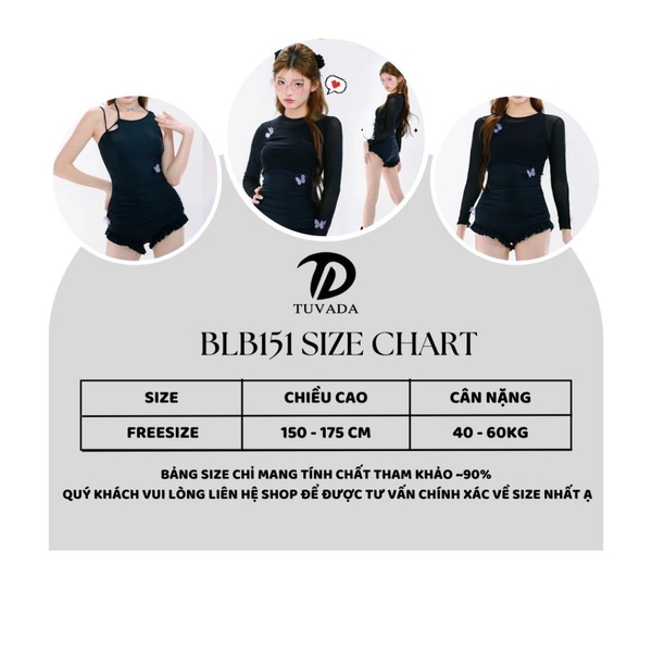 Đồ bơi nữ Tuvada kèm áo choàng đi biển, bikini dài tay chống nắng, swimsuit nữ kín đáo - BLB151