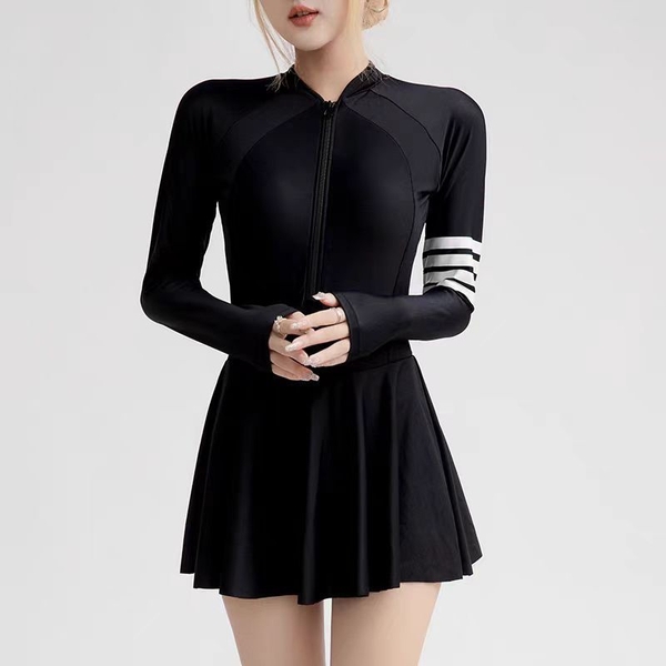 Đồ bơi nữ tay dài Tuvada, bikini kín đáo 1 mảnh có bigsize, swimsuit nữ cao cấp - BBS87