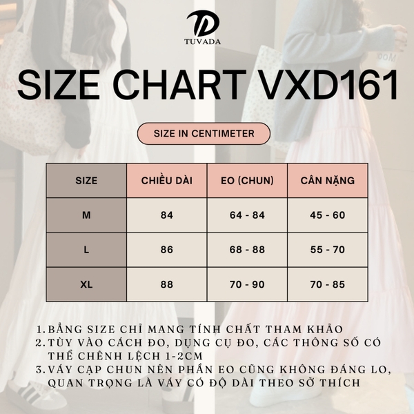Chân váy Tuvada có 3 màu, chân váy dài dáng xòe nữ tính, chân váy bigsize basic dễ phối đồ - VXD161