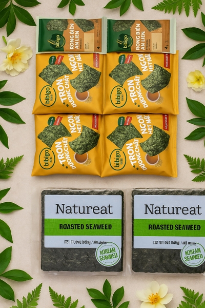 Combo 2 gói rong biển Natureat nhập khẩu từ Hàn Quốc và 2 lốc rong biển( 3 gói/ 1 lốc)