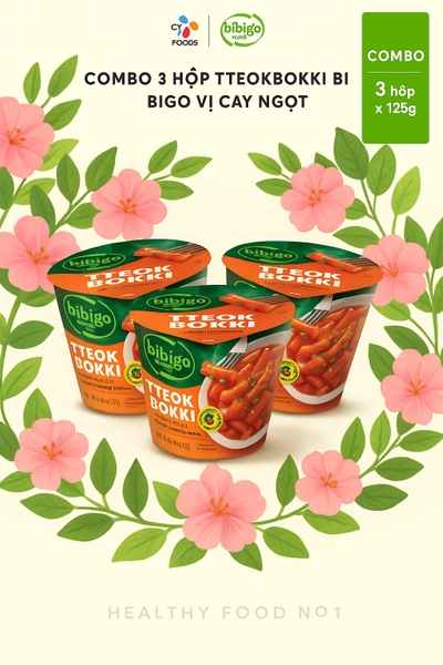 Combo 3 hộp Bánh gạo Tteokbokki đủ vị Phô mai, Cay ngọt & Cay (125g x 3) - Dẻo dai