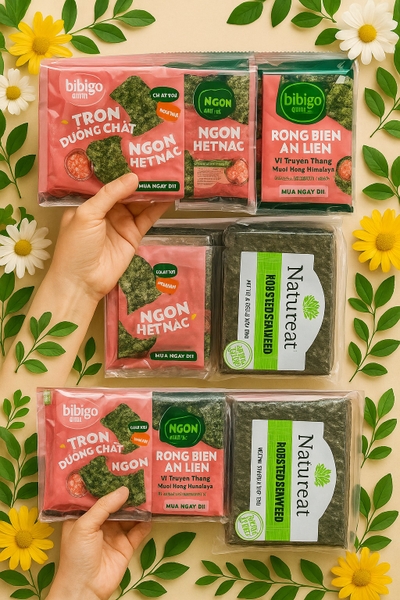 Combo 2 gói rong biển Natureat nhập khẩu từ Hàn Quốc và 2 lốc rong biển( 3 gói/ 1 lốc)