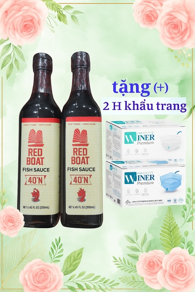 2 chai  Red Boat 40N 500ml tặng 02 H khẩu  trang y tế Winner 4 lớp( màu ngẫu nhiên: trắng, xanh, xám)