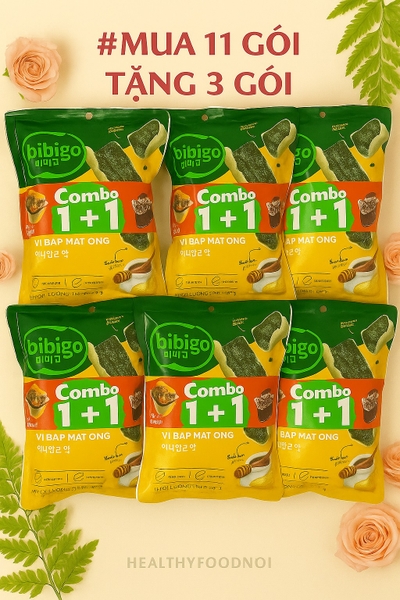 Combo snack rong biển 11 gói tặng 3 gói bất kỳ( vị truyền thống, vị phô mai bắp, vi bắp mật ong)