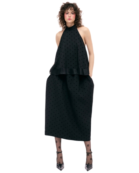 [ BLACK ] BOW-TIE HALTER TOP