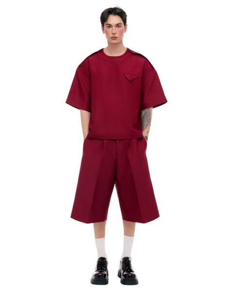 [ RED ] SHOULDER TAB SHIRT