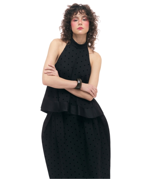 [ BLACK ] BOW-TIE HALTER TOP