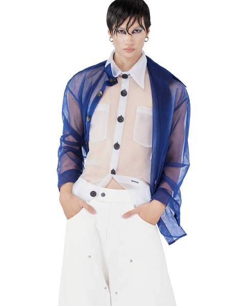 [ BLUE ] DOUBLE TROUBLE SHEER SHIRT