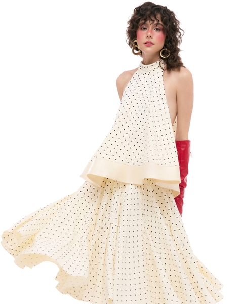 [ CREAM ] BOW-TIE HALTER TOP