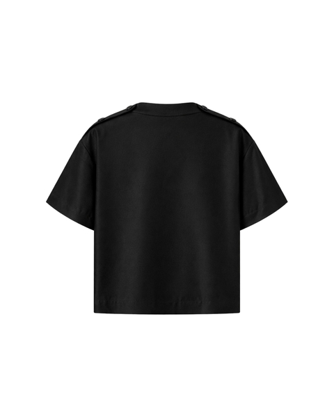 [ BLACK ] SHOULDER TAB SHIRT