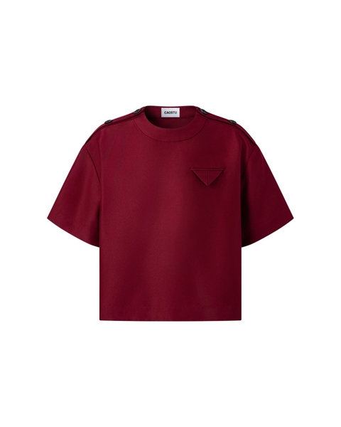 [ RED ] SHOULDER TAB SHIRT