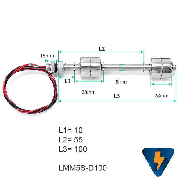 Phao nước điện từ đôi dài 10 cm - LMM5S-D100