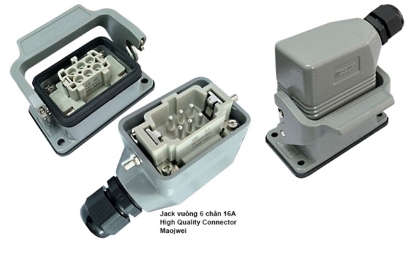 Giắc cắm (jack cắm) 6 chân 16A vuông Maojwei