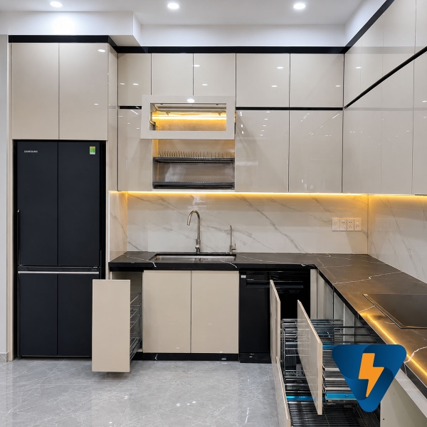 Tủ bếp nhựa đặc PVC phủ Acrylic Quận 11, HCM