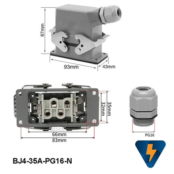 Bộ giắc cắm công nghiệp 35A