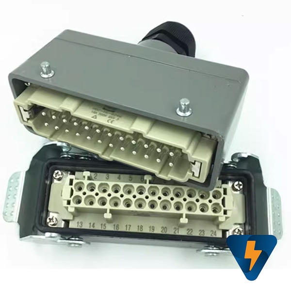 Giắc cắm (jack cắm) phích cắm 16 chân 16A HDC-HE-016-F HDC-HE-016-M hướng lên