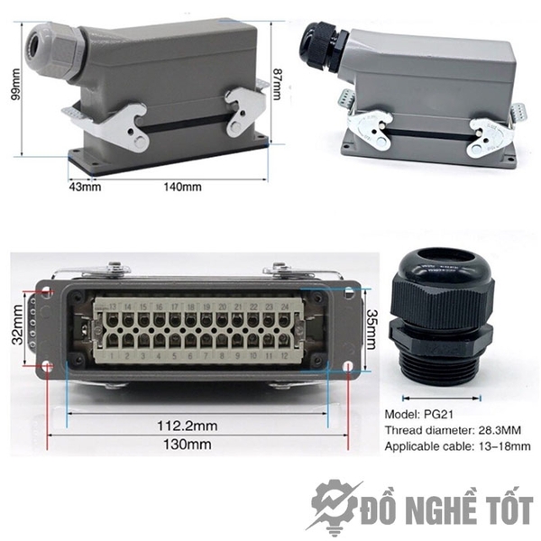 Bộ kết nối dây điện 24 chân 16A
