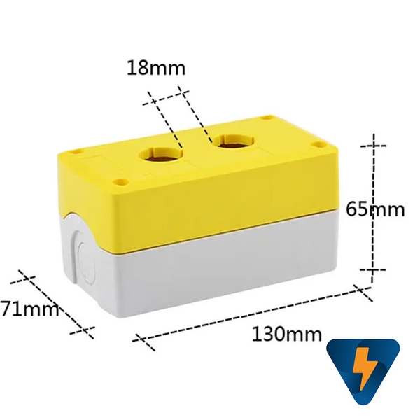 Hộp nhựa 2 lỗ, hộp nút nhấn 2 lỗ, box nhựa 2 lỗ GOB-2A GOB-2A-YW