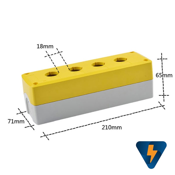 Hộp nhựa 4 lỗ, hộp nút nhấn 4 lỗ, box nhựa 4 lỗ GOB-4A GOB-4A-YW