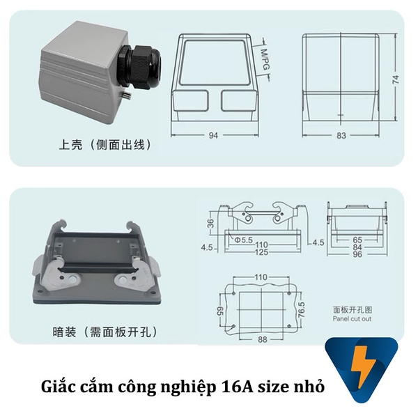 Giắc cắm công nghiệp đầu nối dây 32 chân (pin) size nhỏ