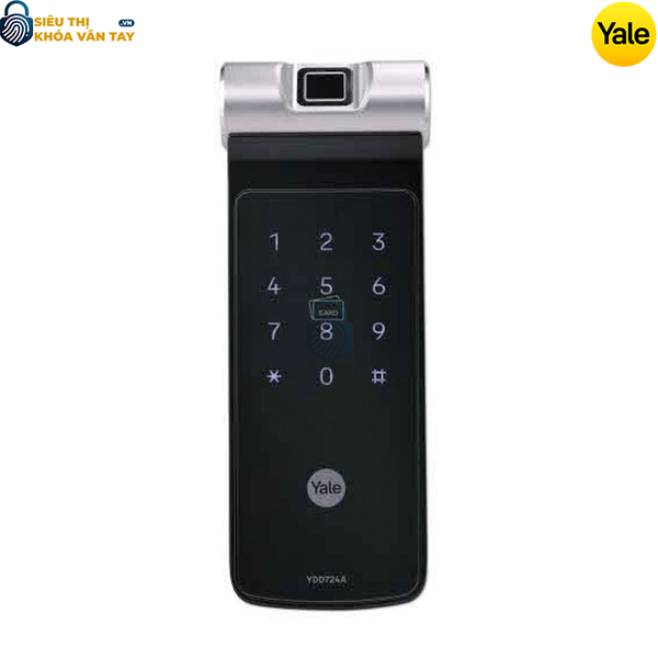 Khóa thông minh Yale YDD 724A lắp đặt thực tế trên hệ thống cửa kính cường lực văn phòng