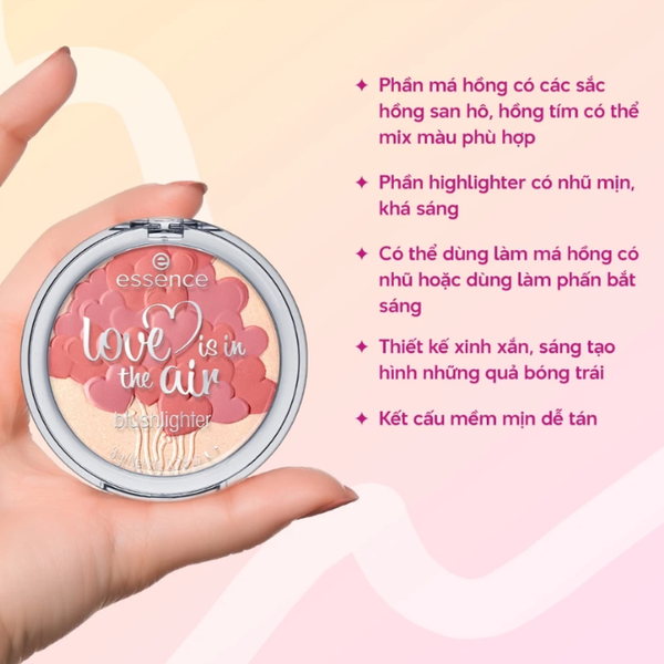 Phấn má và bắt sáng essence love is in the air blushlighter 10 dream up.8g