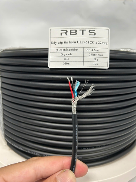 Dây cáp tín liệu UL2464 2 lõi 20awg, 22awg, 24awg - 2 lớp chống nhiễu