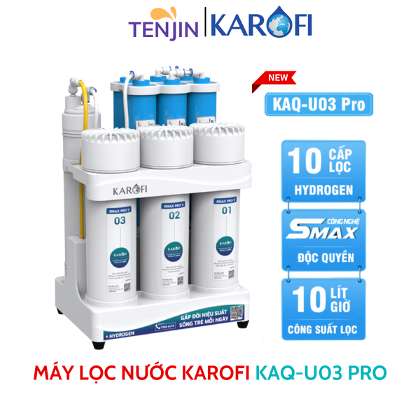 Máy Lọc Nước Karofi KAQ-U03 Pro 10 Lõi Lọc Để Gầm Bếp, Mẫu Mới Nhất Đầy Đủ Phụ Kiện, Bảo Hành Tại Nhà 3 Năm